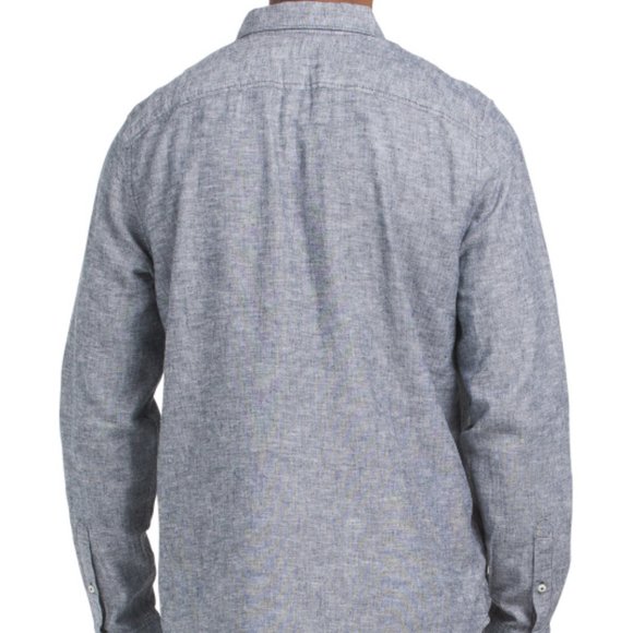 NEW ORIGINAL PENGUIN Linen cotton Blend Long Sleeve Shirt Dark Sapphire 362tn - Picture 2 of 4